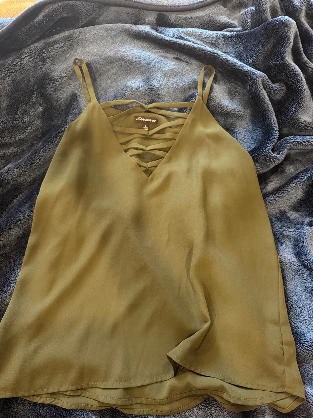 Olive Green Strappy V-Neck Cami Top